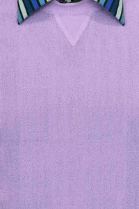 Baby Alpaca 'Links Stitch' Sweatshirt-Style Crew Neck Sweater in Lilac by Peru Unlimited