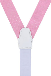 Churchill Chambray Polka Dot Linen and Silk Blend Formal End Braces in Light Pink by Trafalgar