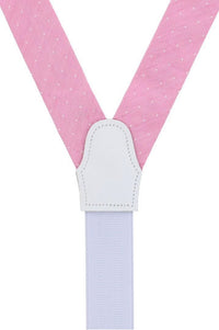 Churchill Chambray Polka Dot Linen and Silk Blend Formal End Braces in Light Pink by Trafalgar