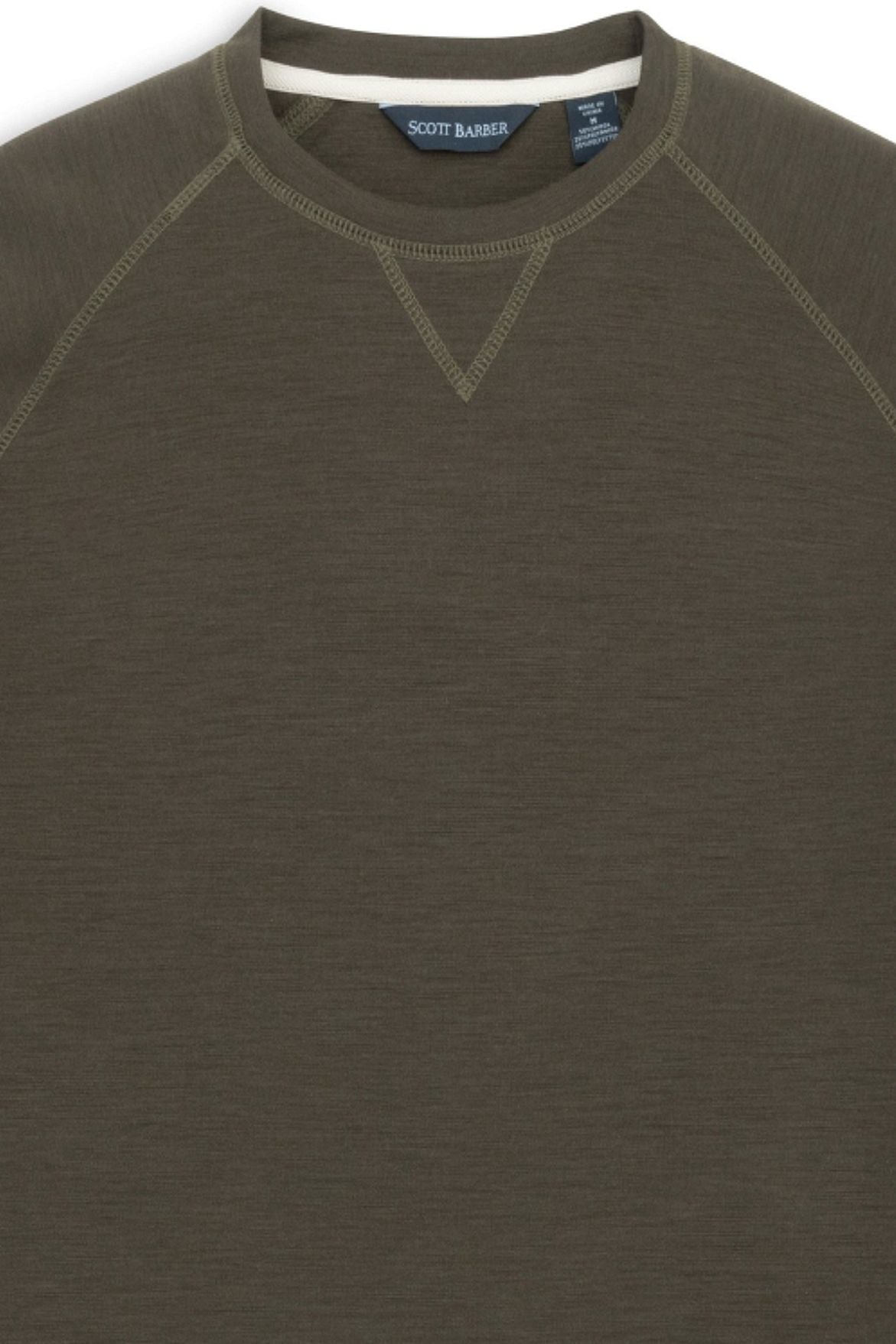 Lightweight Merino Wool Blend Crew Neck Sweatshirt in Cocoa by Scott Barber