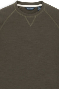 Lightweight Merino Wool Blend Crew Neck Sweatshirt in Cocoa by Scott Barber