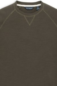 Lightweight Merino Wool Blend Crew Neck Sweatshirt in Cocoa by Scott Barber