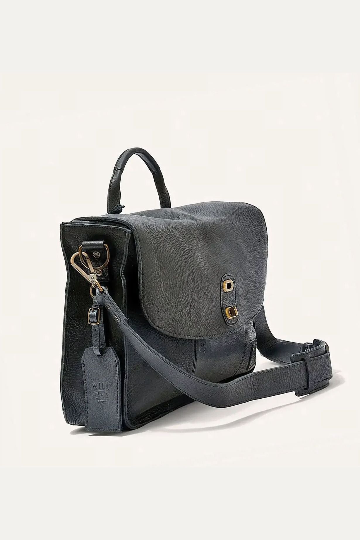 Kent Leather Messenger Bag in Black by Will Leather Goods