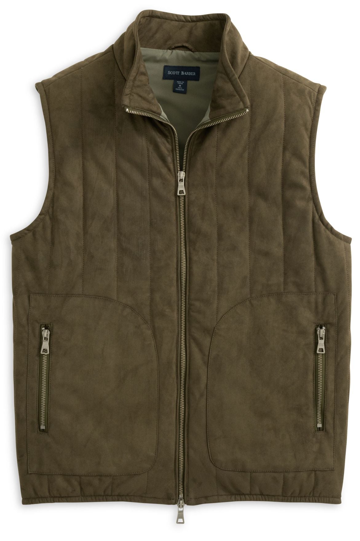 Vegan Suede Puffer Vest in Coffee by Scott Barber
