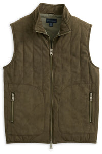 Vegan Suede Puffer Vest in Coffee by Scott Barber