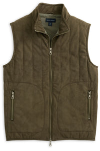 Vegan Suede Puffer Vest in Coffee by Scott Barber