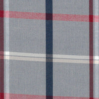 Grey, Navy, and Red Plaid Short Sleeve No-Iron Cotton Sport Shirt with Button Down Collar by Leo Chevalier