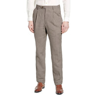 Classic Linen Pant in Natural (Milan Double Reverse Pleat) by Berle