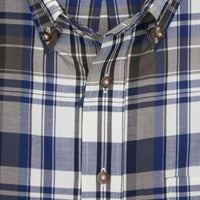 Navy. Chocolate, and Winter White Plaid Cotton and Wool Blend Button-Down Shirt by Viyella