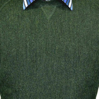 Baby Alpaca 'Links Stitch' Sweatshirt-Style Crew Neck Sweater in Shamrock Green Heather by Peru Unlimited