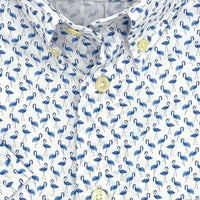 Blue Flamingo Short Sleeve Cotton Sport Shirt by Viyella