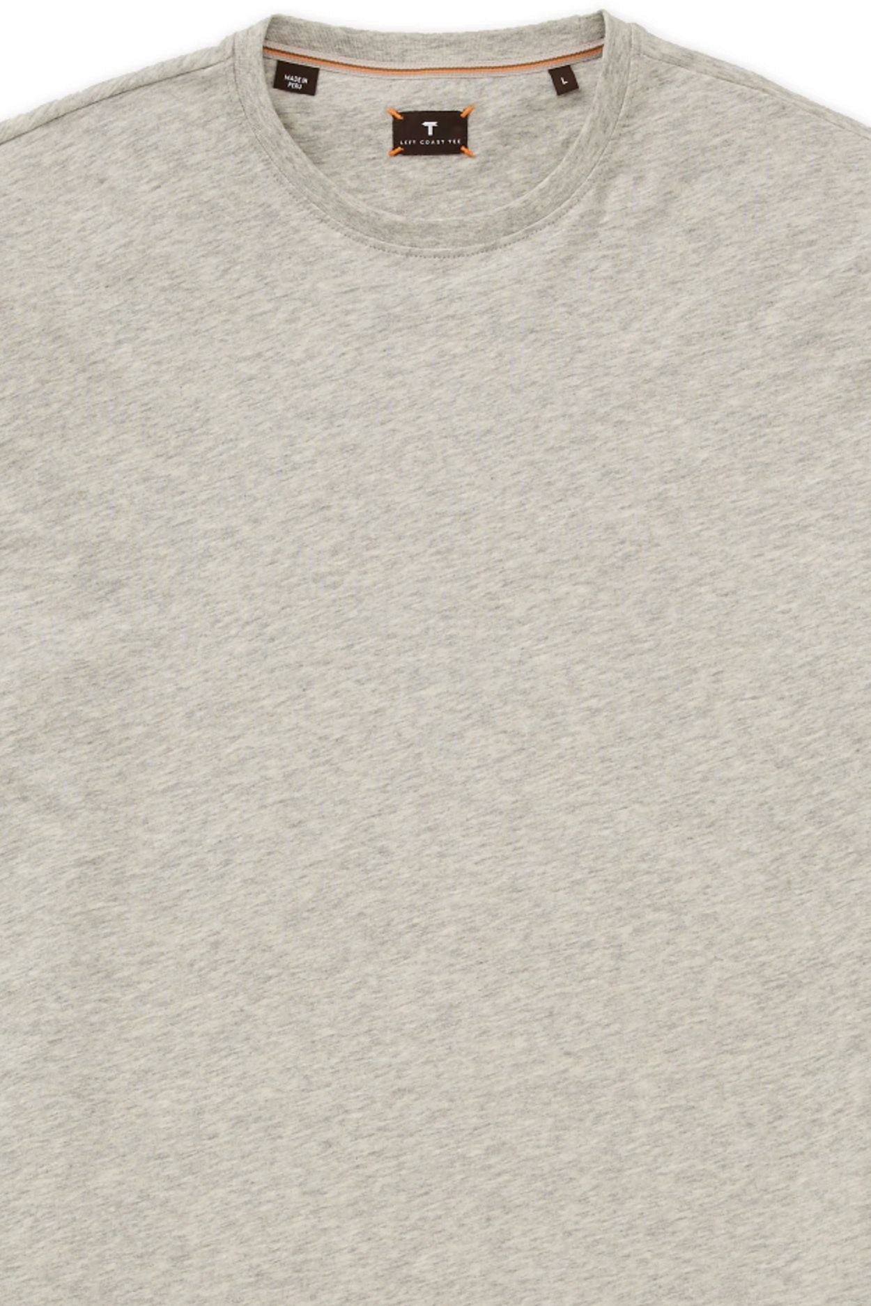 Luxe Mélange Long Sleeve Crew Neck Peruvian Cotton Tee Shirt in Pearl by Left Coast Tee