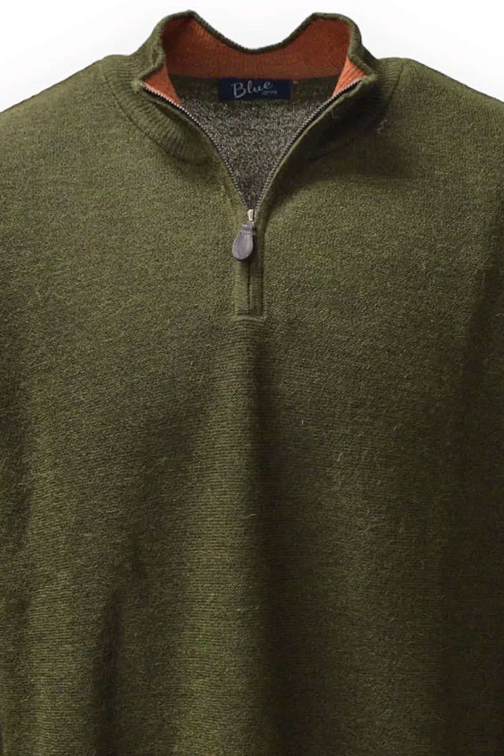 Baby Alpaca Links Knit Quarter-Zip Sweater in Military by Blue 1899