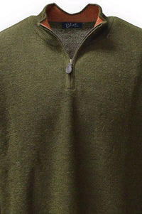 Baby Alpaca Links Knit Quarter-Zip Sweater in Military by Blue 1899