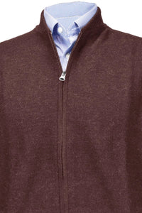 Royal Alpaca Double-Zip Cardigan Bomber Sweater Jacket in Brown by Peru Unlimited