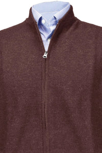Royal Alpaca Double-Zip Cardigan Bomber Sweater Jacket in Brown by Peru Unlimited
