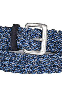 Italian Multicolored Woven Cotton Belt in Navy Multi by Torino Leather