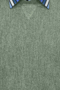 Baby Alpaca 'Links Stitch' Sweatshirt-Style Crew Neck Sweater in Soft Green Heather by Peru Unlimited