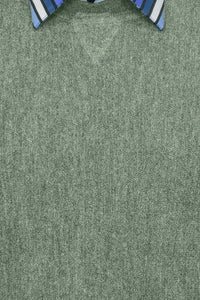 Baby Alpaca 'Links Stitch' Sweatshirt-Style Crew Neck Sweater in Soft Green Heather by Peru Unlimited