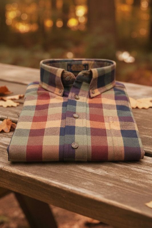 Fall Multi Plaid Cotton and Wool Blend Button-Down Shirt (Tailored Fit) by Viyella