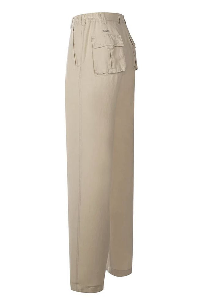 St. Barts Linen Blend Drawstring Pants in Khaki by Weekender
