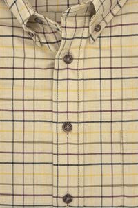 Tan, Hunter, and Burgundy Tattersall Cotton and Cashmere Blend '1894 Authentics' Button-Down Shirt by Viyella