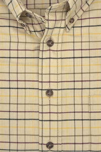 Tan, Hunter, and Burgundy Tattersall Cotton and Cashmere Blend '1894 Authentics' Button-Down Shirt by Viyella