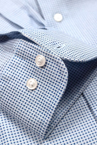 Blue, Sky, and White Geo Dot Wrinkle-Free Cotton Dress Shirt with Spread Collar by Cooper & Stewart