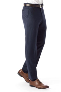 Super 130s Loro Piana Wool Gabardine Flat Front Trouser in Mariner (Choice of Fits) by 6 East by Ballin