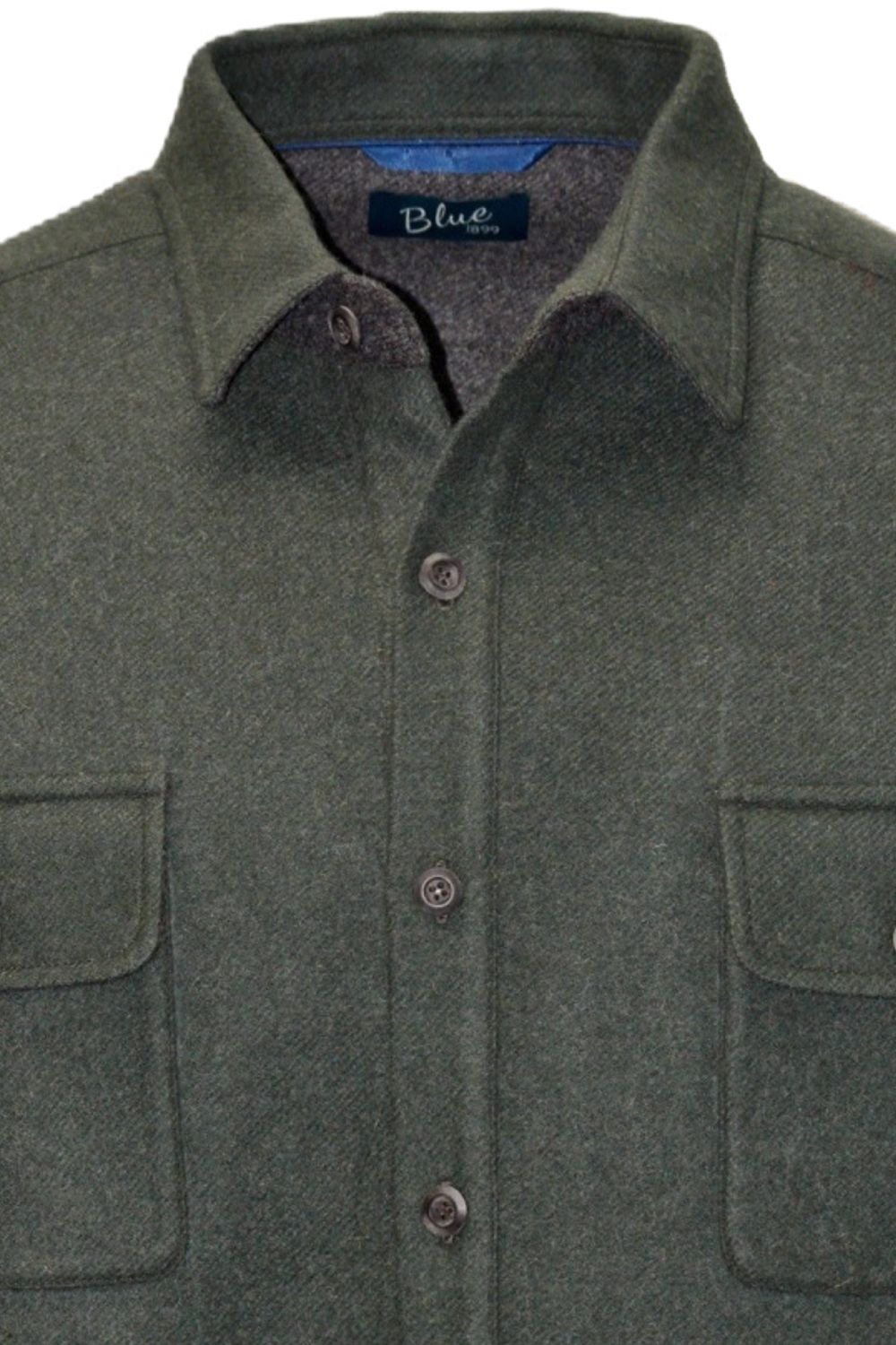 Baby Alpaca & Merino Wool Double Face CPO Shirt Jacket in Evergreen/Dark Grey by Blue 1899