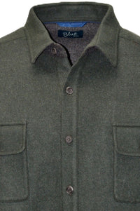 Baby Alpaca & Merino Wool Double Face CPO Shirt Jacket in Evergreen/Dark Grey by Blue 1899