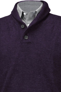 Royal Alpaca 2-Button Shawl Collar Sweater in Plum Heather by Peru Unlimited