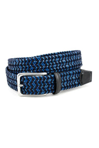 Italian Woven Leather & Rayon Casual Belt in Navy by Torino Leather