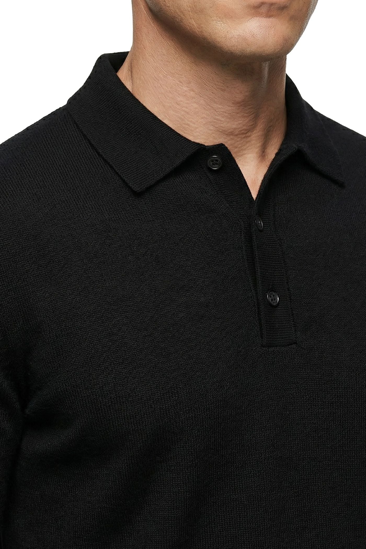 Pure Cashmere Polo Sweater in Black by Scott Barber