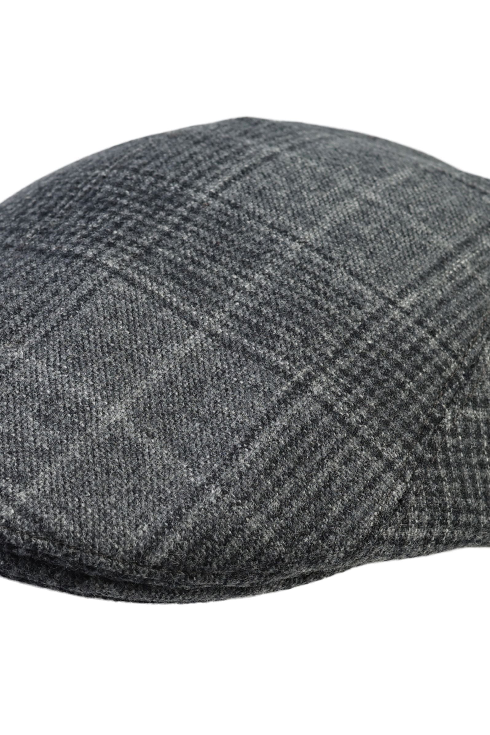 Grey Soft Glencheck 'Vitale Barberis Canonico' Wool 'Archive Line' Ivy Modern Cap by Wigens