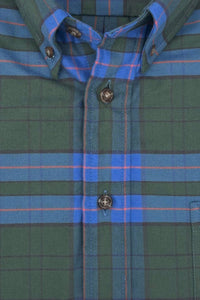 Green, Blue, and Orange Plaid Cotton and Cashmere Blend '1894 Authentics' Button-Down Shirt by Viyella