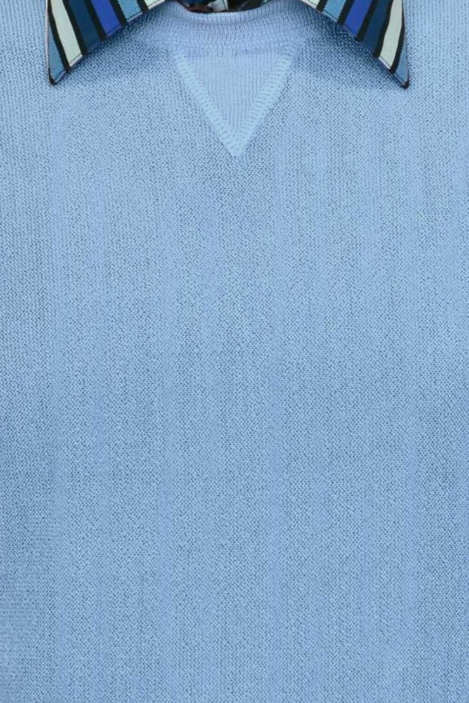 Baby Alpaca 'Links Stitch' Sweatshirt-Style Crew Neck Sweater in Sky Blue by Peru Unlimited