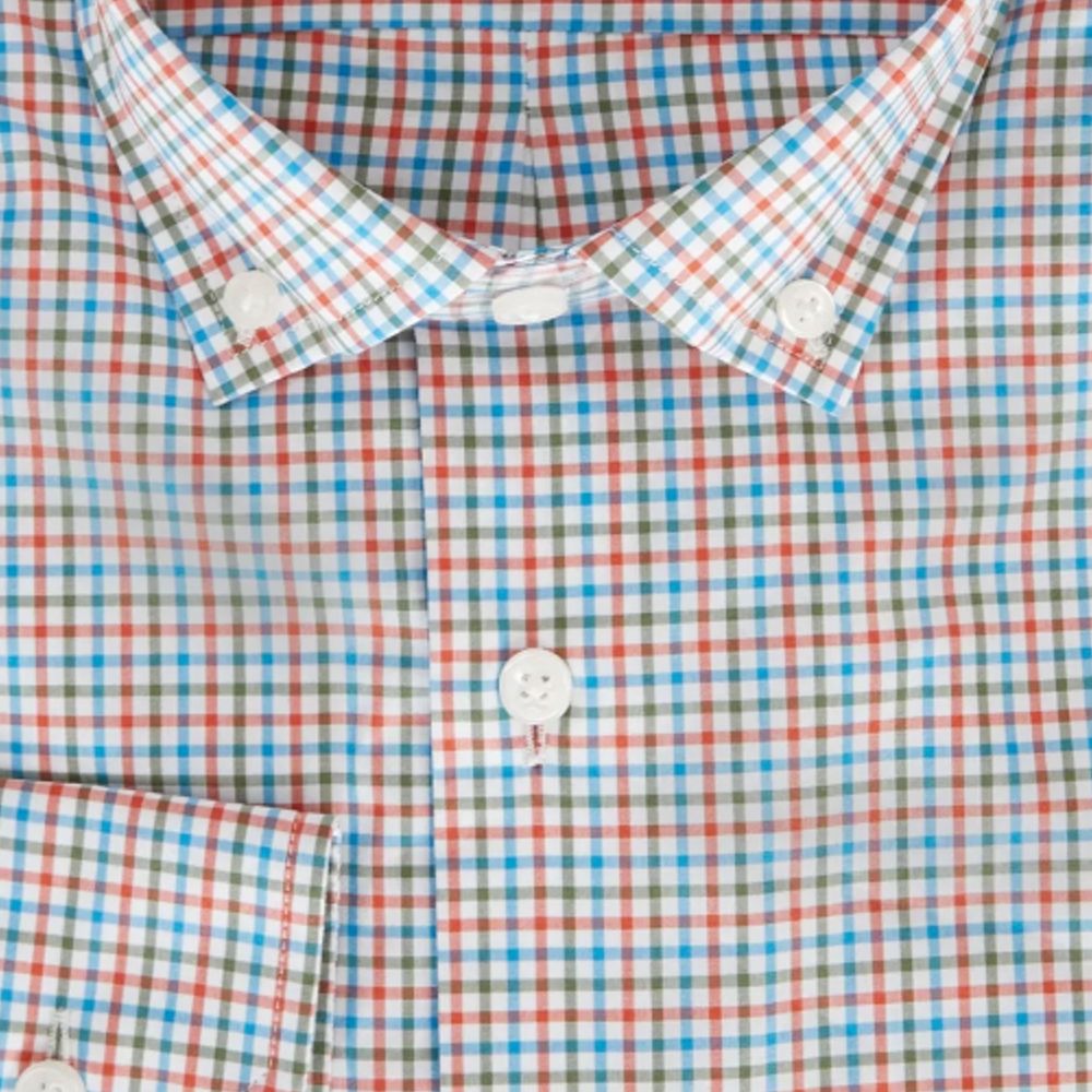 Organic Cotton Tattersall Poplin Sport Shirt in Spice by Scott Barber