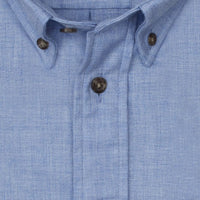 Solid Cotton and Wool Blend Button-Down Shirt in Chambray Blue (Size X-Large) by Viyella