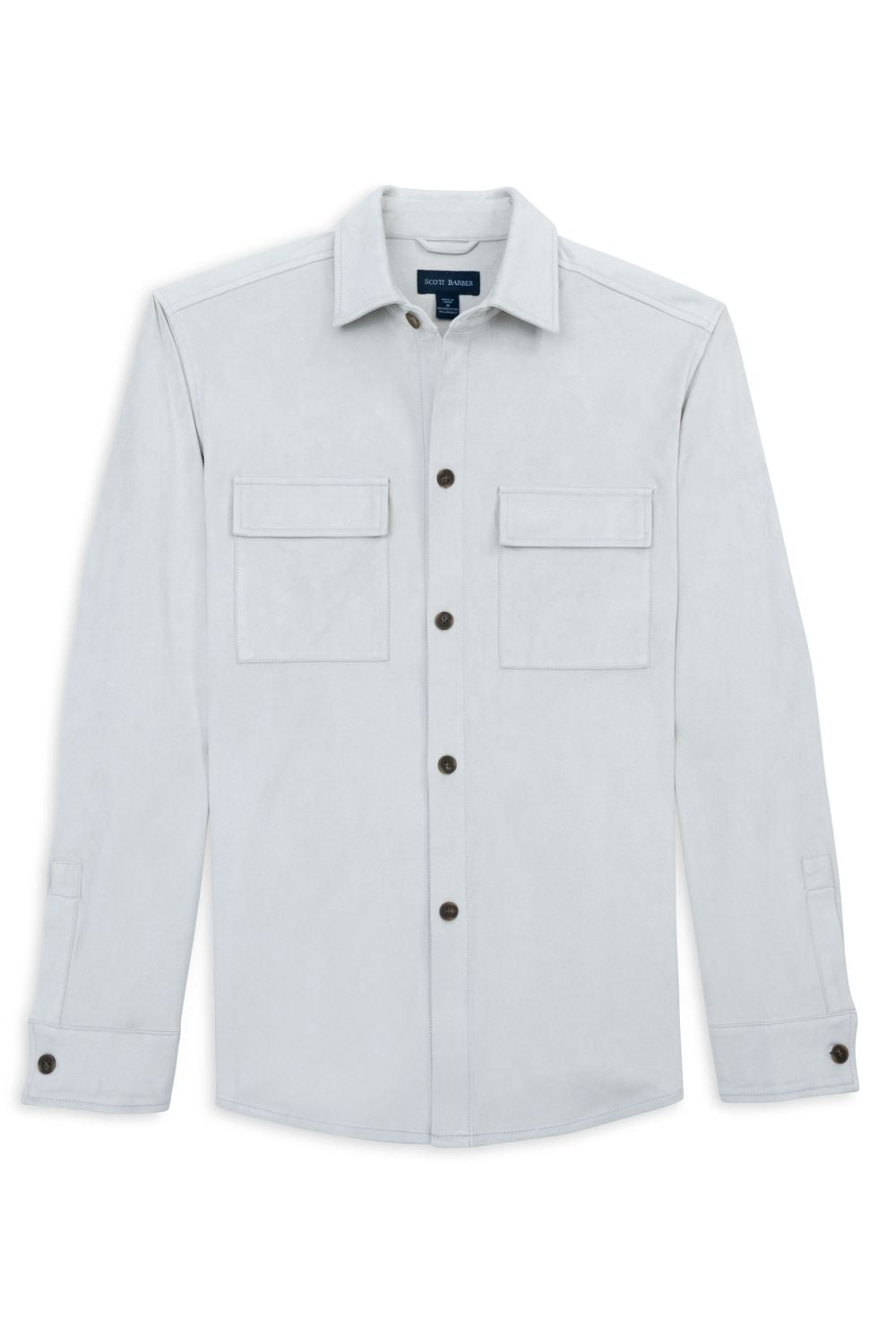 Micro Suede Shirt Jacket in Cement by Scott Barber
