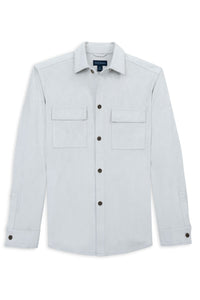 Micro Suede Shirt Jacket in Cement by Scott Barber