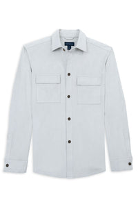 Micro Suede Shirt Jacket in Cement by Scott Barber