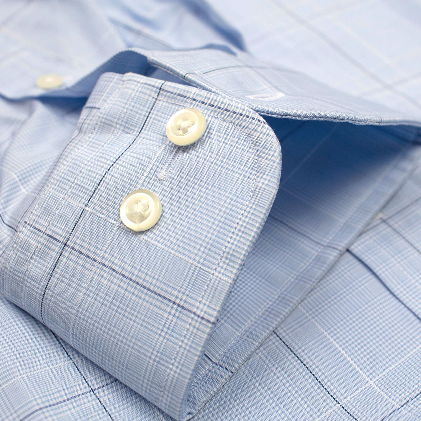 Blue Box Check Wrinkle-Free Cotton Dress Shirt with Spread Collar by C Blue Box Check Wrinkle-Free Cotton Dress Shirt with Spread Collar by C
