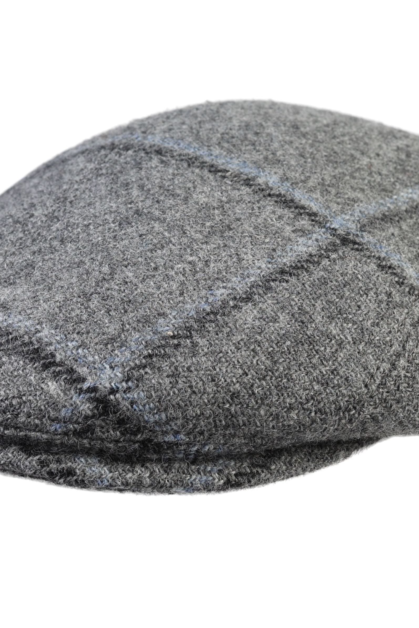 Grey, Black, and Sky Big Check 'Subalpino' Wool 'Archive Line' Ivy Modern Cap by Wigens