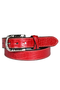Italian Alligator Embossed Calfskin Leather Belt in Red by Torino Leather