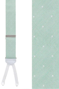 Churchill Chambray Polka Dot Linen and Silk Blend Formal End Braces in Light Green by Trafalgar