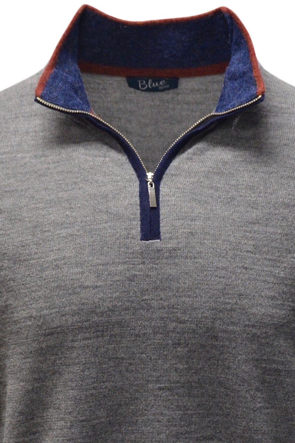 Baby Alpaca Mélange Quarter-Zip Sweater in Derby Grey by Blue 1899