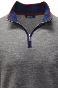Baby Alpaca Mélange Quarter-Zip Sweater in Derby Grey by Blue 1899