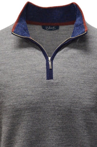 Baby Alpaca Mélange Quarter-Zip Sweater in Derby Grey by Blue 1899