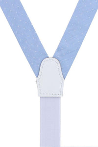 Churchill Chambray Polka Dot Linen and Silk Blend Formal End Braces in Light Blue by Trafalgar